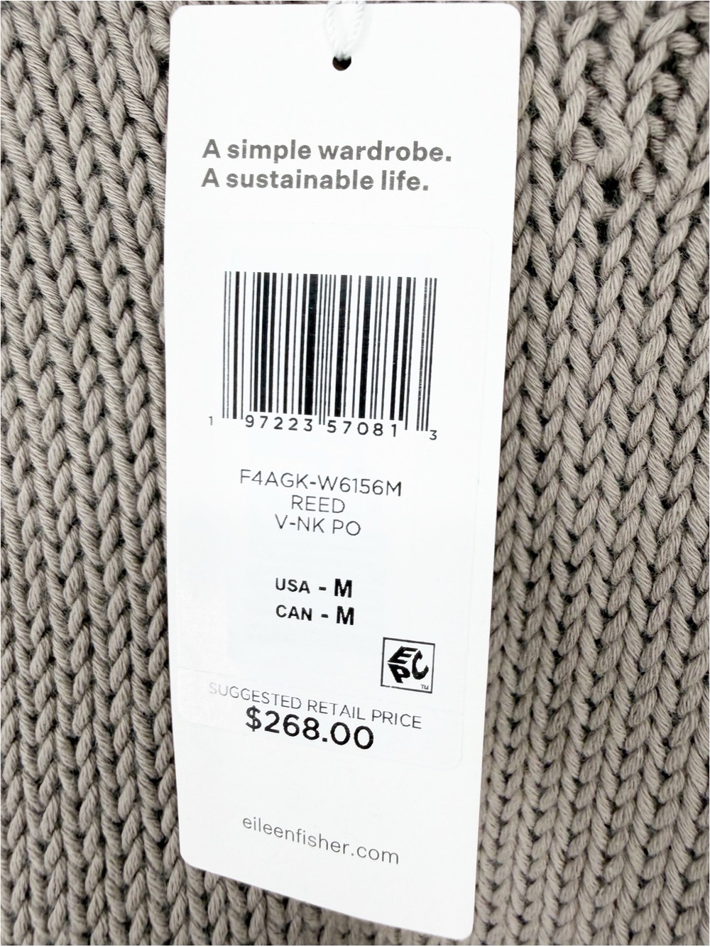 NWT Eileen Fisher Organic Cotton Open Knit Pullover V Neck Sweater Gray Medium - Picture 3 of 5
